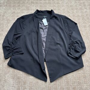 Torrid Black Crepe Blazer Women's 4X Open Front 3/4 Sleeve Lightweight NWT Work
